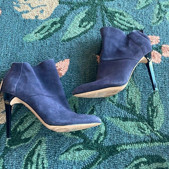 French Connection Navy Suede Ankle Booties - Picture 1 of 4